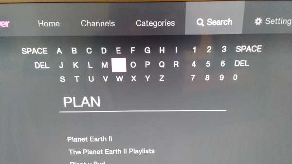 On screen keyboard for BBC iPlayer